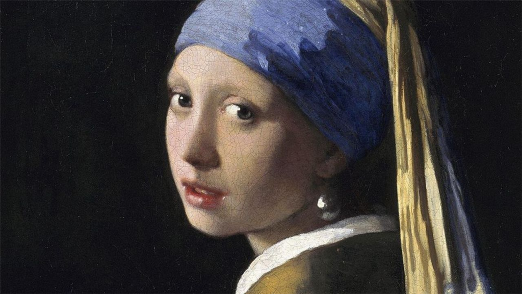 Detalle de la pintura La joven de la perla de Johannes Vermeer